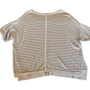Ann Taylor Open-Knit Pullover Sweater Top 3/4 Sleeve Crew Neck Womens Size Large